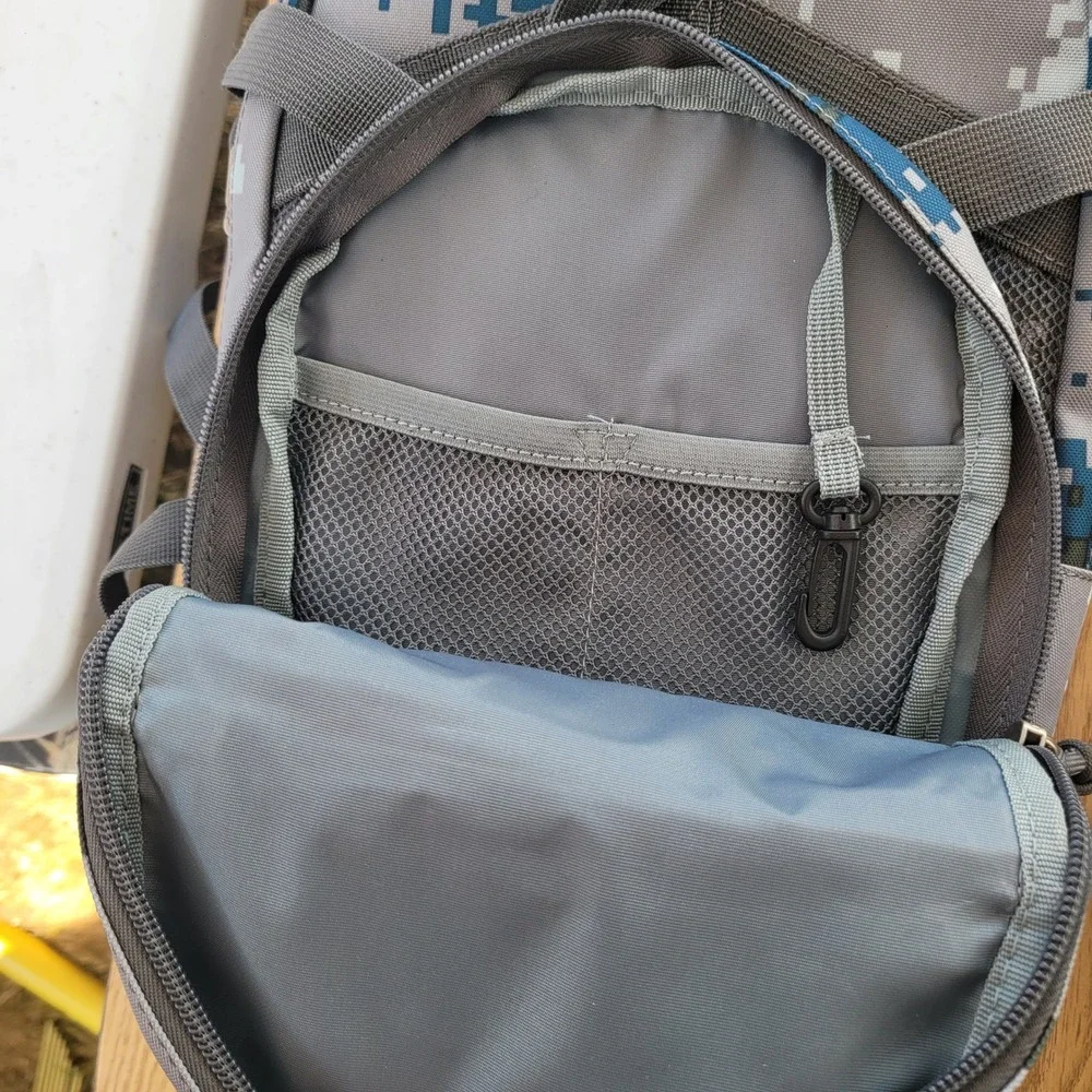 Sharkmouth Tactical Hydration Backpack Blue Digital Camo with Water Bladder NWT
